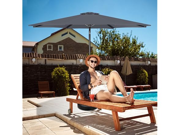 HealSmart 9ft Patio Umbrella Grey