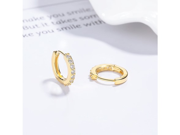 14K Gold Sterling Huggie Hoop Earring