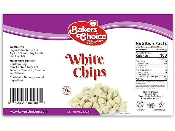 Bakers Choice White Choc Chips Non Dairy