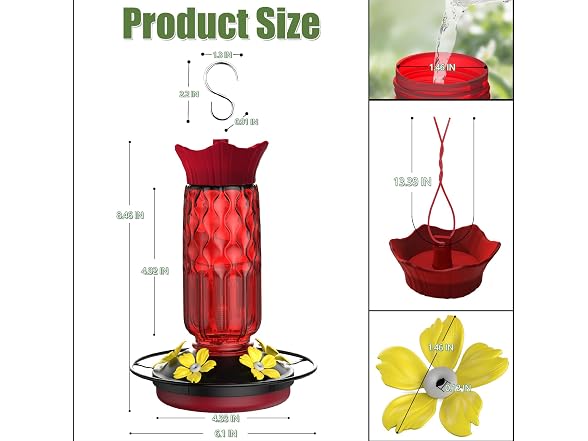 Bourid 16oz Plastic Hummingbird Feeder