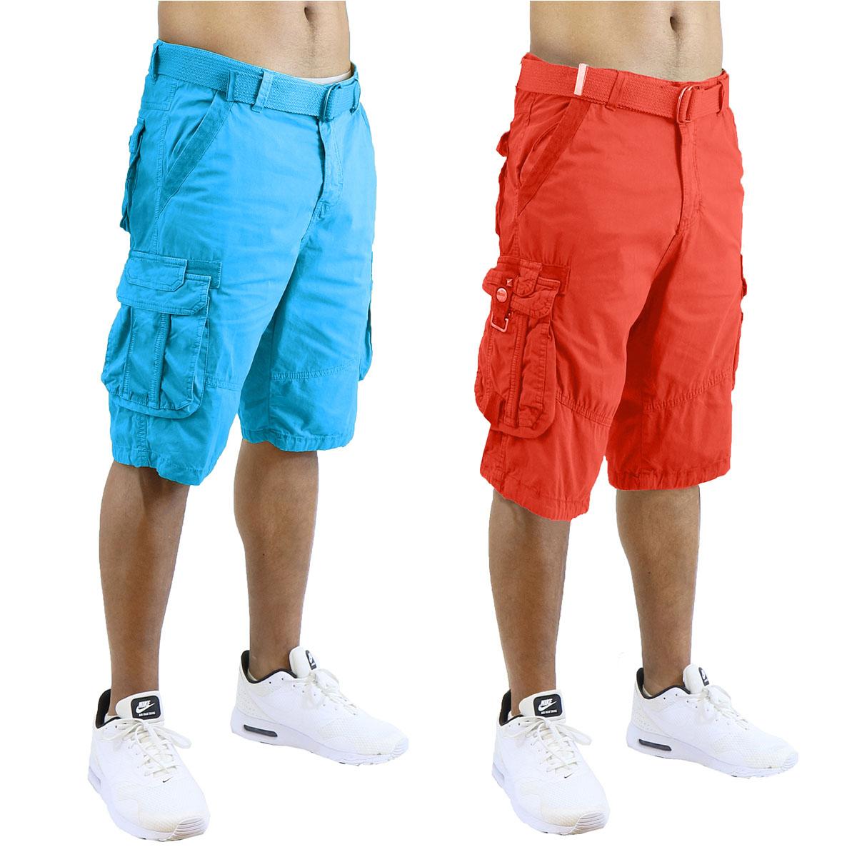 2Pk Mens Belted Cargo Utility Shorts - Gallery 19