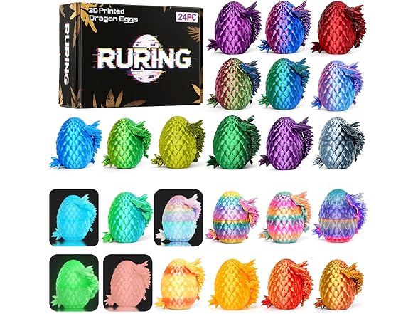 RURING 24PCS 3D Printed Dragon Eggs