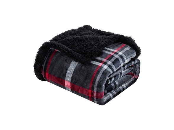 Noble House Midnight Plaid Sherpa Throw (2 Pack)