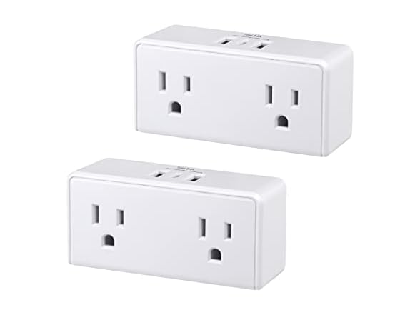 Clear Power 2-outlet wall-taps with USB charging