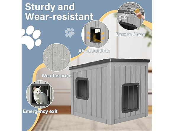LHBcraft Outdoor Cat House Weatherproof
