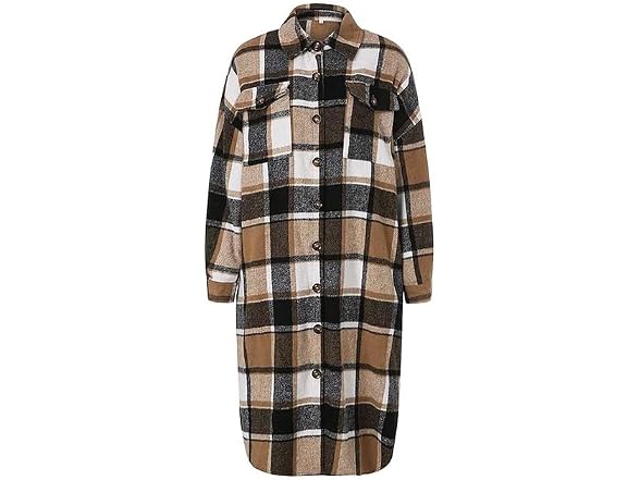 Geously Women (L) Long Sleeve Button Up Lapel Coat