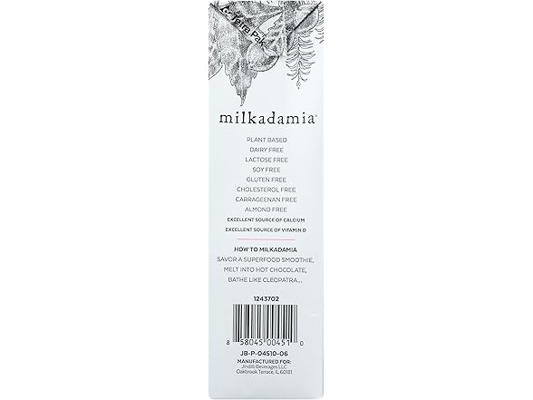 Milkadamia, Macadamia Milk Unsweetened Vanilla