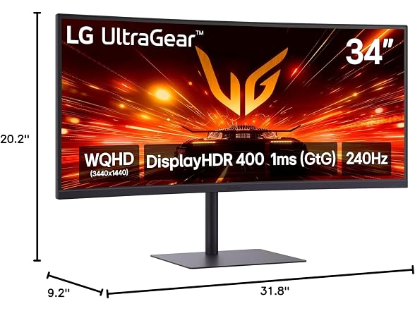 LG 34" UltraGear WQHD Curved Gaming Monitor