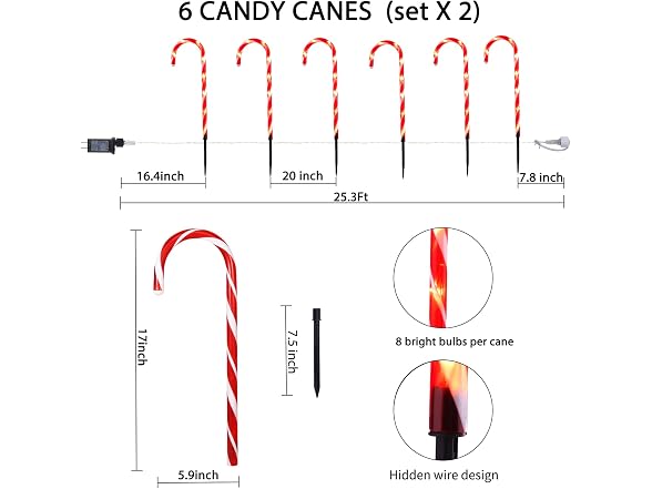 Brightown 24.5" Candy Cane Lights