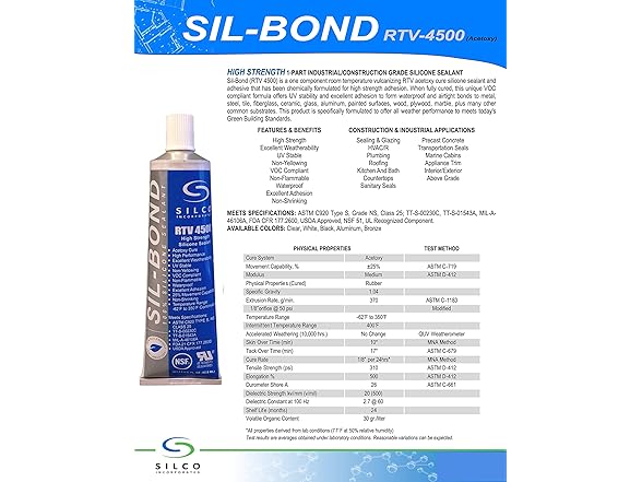 Silicone RTV 4500 Sealant, Clear
