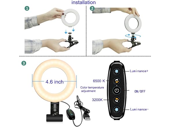 5 Dimmable Ring Light Clip On 2-Pack