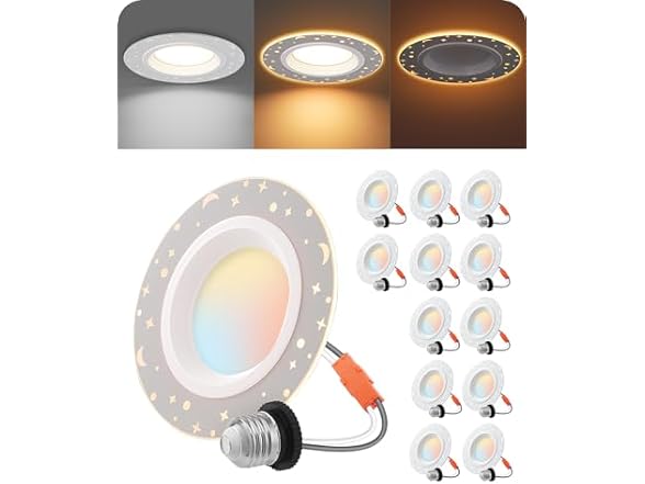 (12 Pack) EDISHINE Recessed Lighting with Night Light