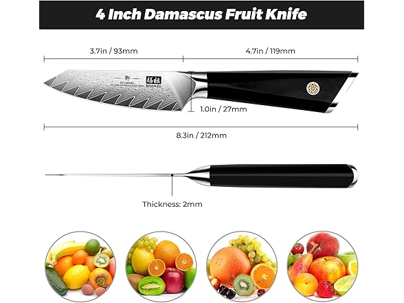 SHAN ZU 4 Inch Damascus paring knife