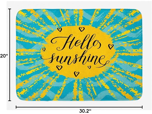 Ambesonne Hello Sunshine Bath Mat, Sun Motif