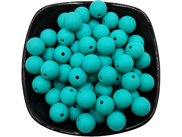 50pcs Turquoise Color Round Silicone Beads 15mm