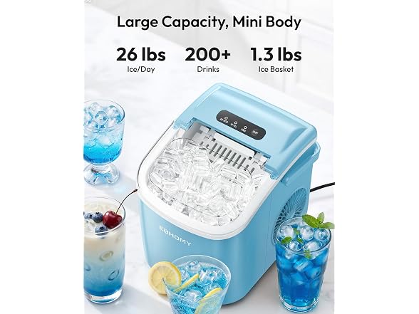 EUHOMY Countertop Ice Maker Machine with Handle, Blue