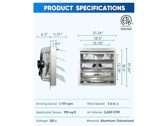 KEN BROWN 18 In Shutter Exhaust Fan