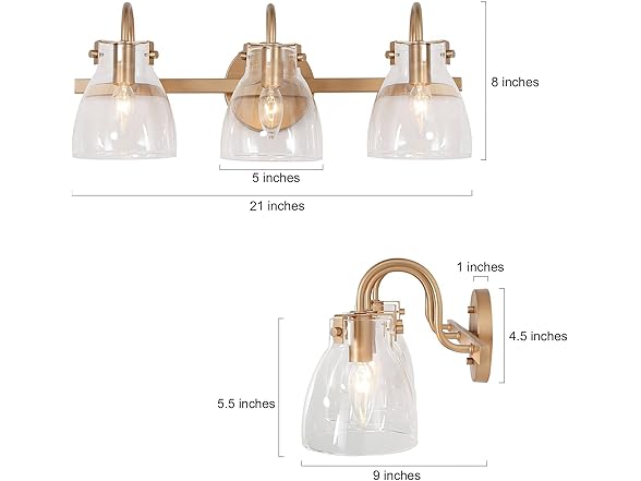 LALUZ Bathroom Light Fixtures, 3-Light G