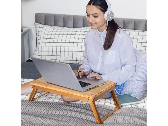 Tangkula 100% Bamboo Laptop Desk