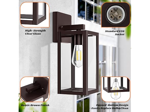 Brightever 2-Pack Outdoor Wall Light Fixtures - Gallery 3