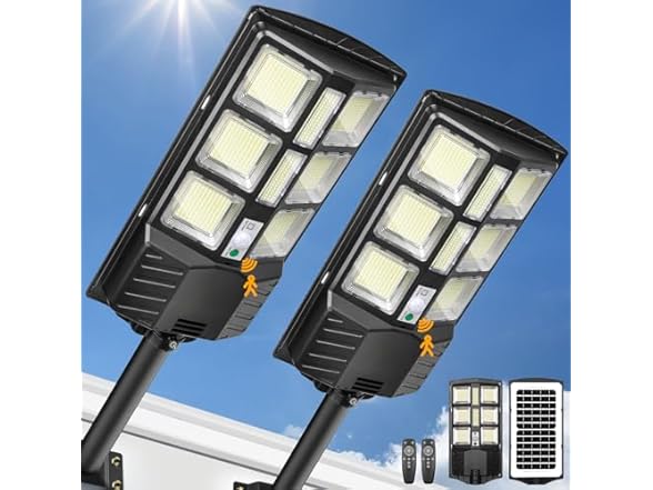 Bosceos 2-Pack 6000W Solar Street Lights Outdoor