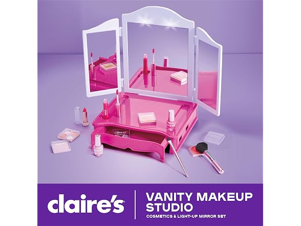 Claire's Makeup Vanity with Light-Up Tri-Panel Mirror