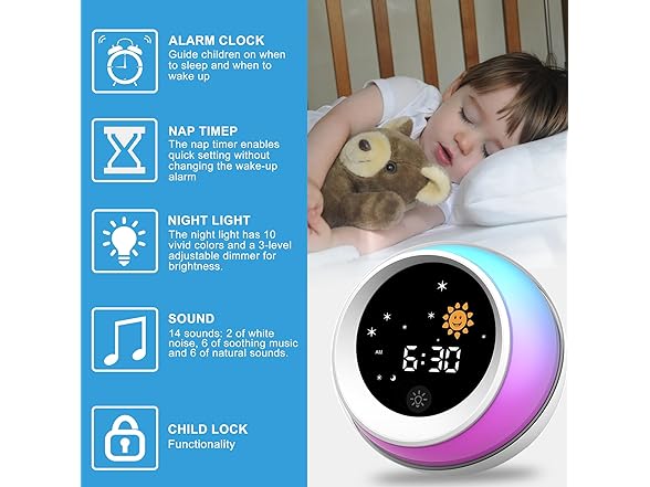 DINVEL Kids Ok to Wake clock