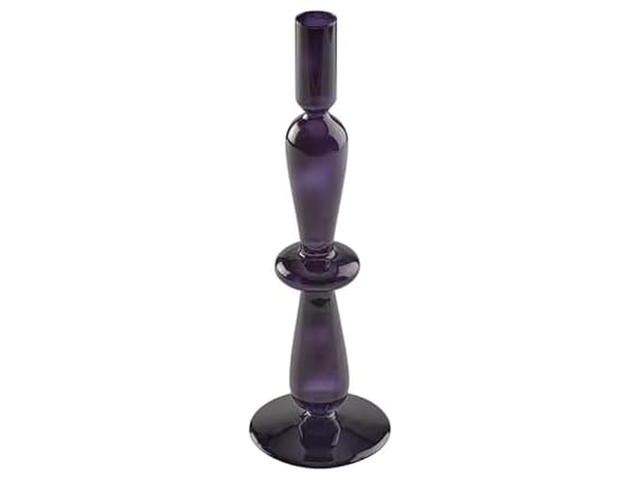 Elements 3.35x3.35x1.18 Inch Navy Glass Taper Candleholder