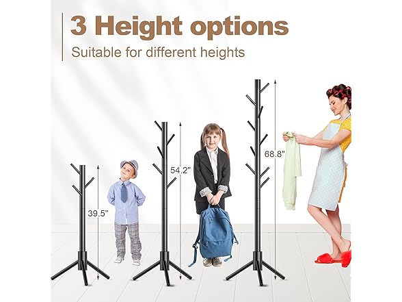 Wooden Coat Rack Stand (Black)