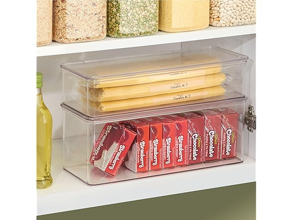iDesign Plastic Stackable Hinged-Lid Storage Box Clear