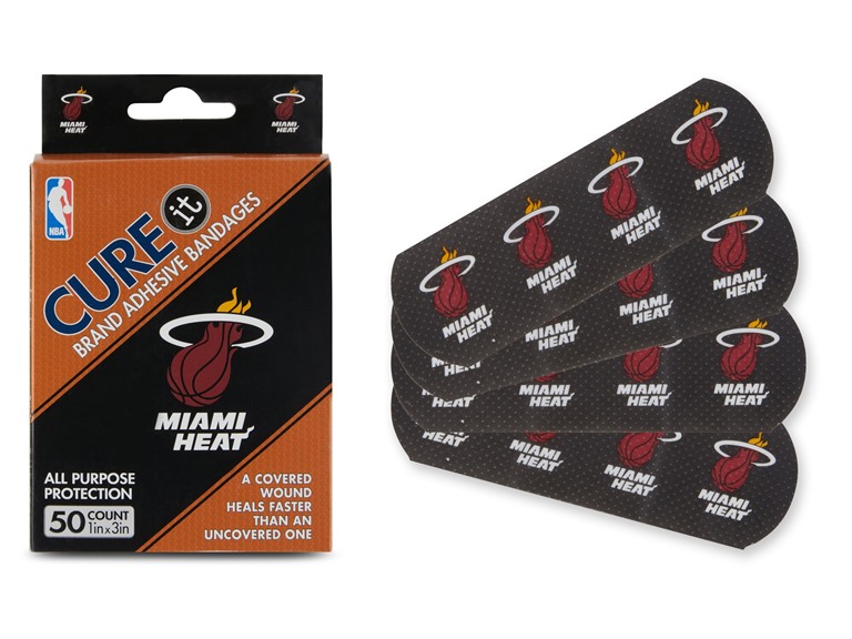 CURE IT  TRX-NBA-MIAHEA 10-Pack / 500ct 500ct NBA Team Adhesive Bandages  Miami Heat