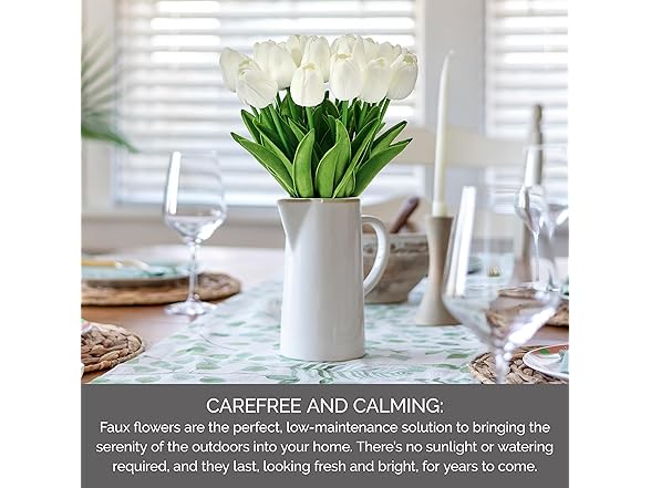 Mikasa Artificial White Tulip Bouquet, Set of 20