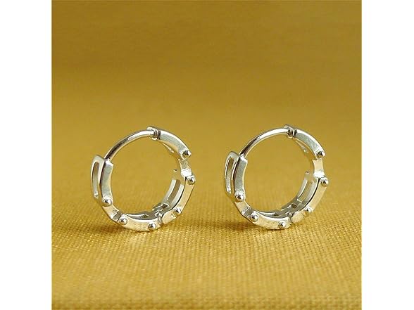 Rhodium Biker Hoop Earrings