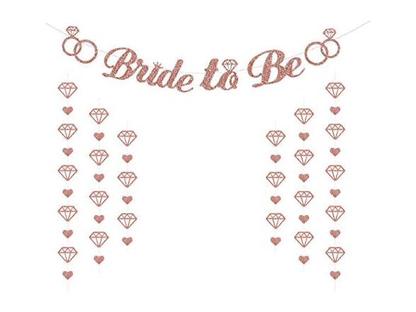 Glitter Rose Gold Bride to Be Banner