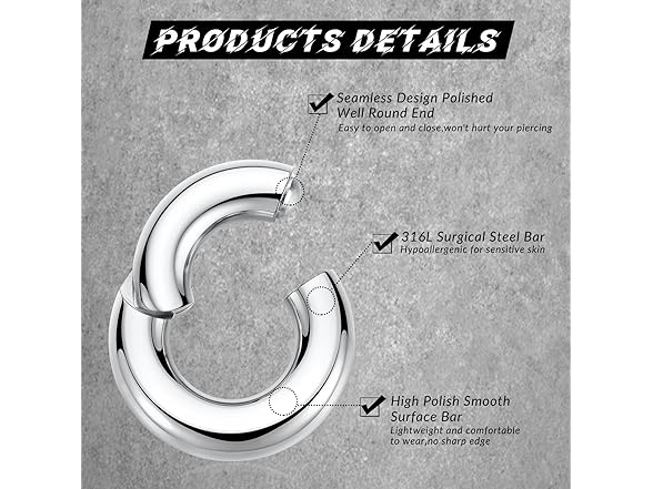 14mm Thick Silver Nose Rings Hoop