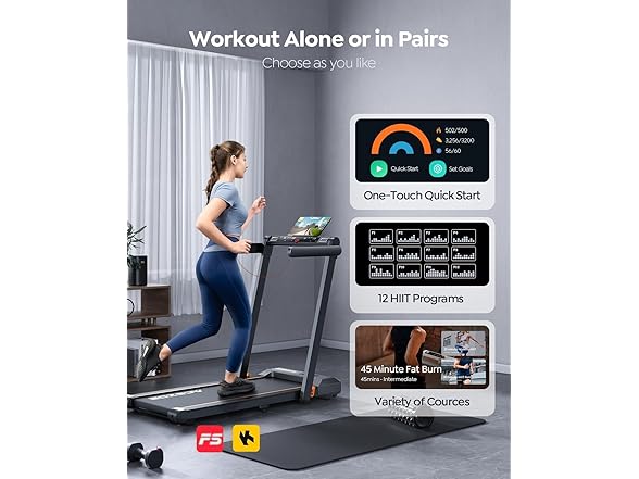Acezoe 2 in 1 Foldable Treadmills 12 HIIT