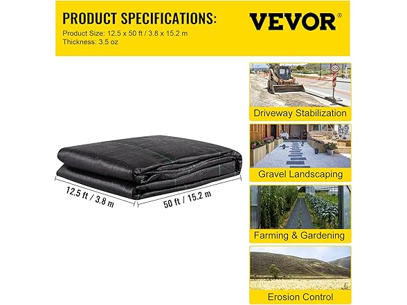 VEVOR Geotextile Fabric Barrier