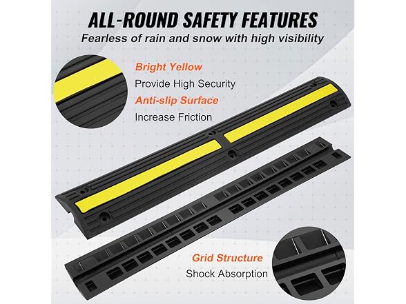 3.28 ft Cable Protector Ramp, 4 Pack of