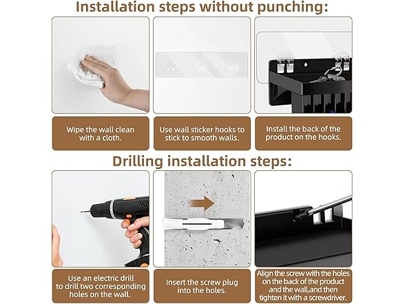 Hat Rack Wall Mount 16 Caps Black