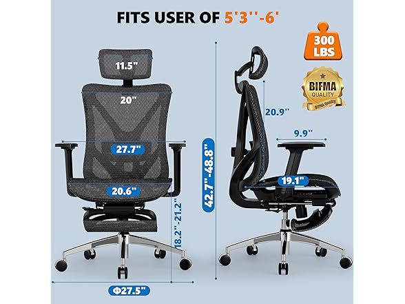 GABRYLLY Ergonomic Office Chair with Footrest