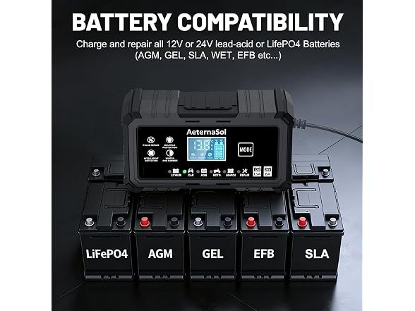 15A Smart Car Battery Charger, 12V/24V