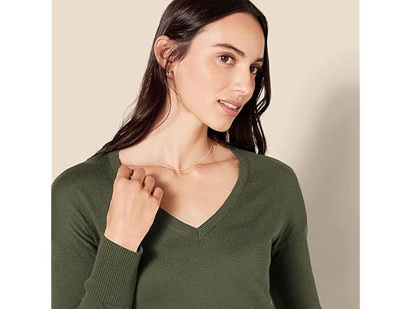 AE Womens Lt VNeck Tunic Sweater LS Ribbed