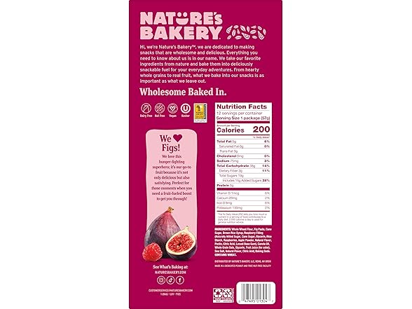 12PK Nature’s Bakery Whole Wheat Fig Bars, Raspberry