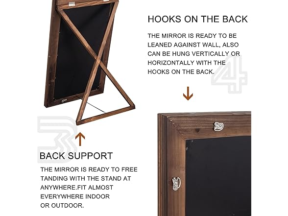 Trvone Solid Wood Frame Floor Mirror 65"x22