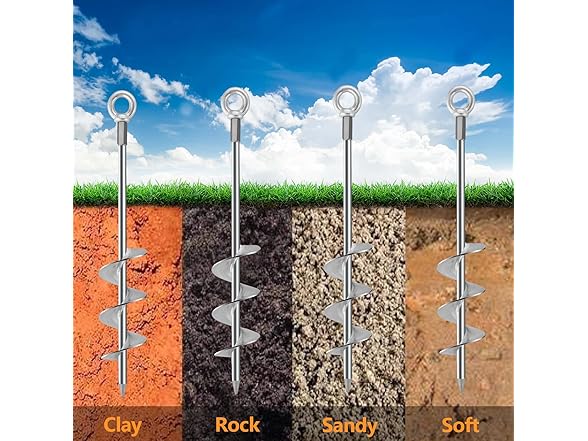 WateryWave 4Pcs Ground Anchors Screw
