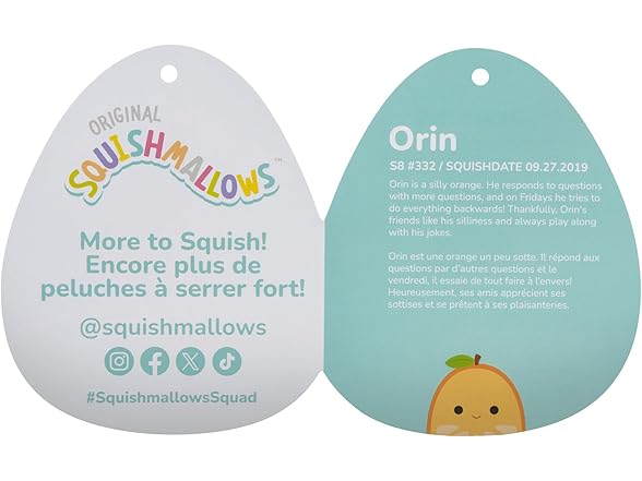 Squishmallows Original 8-Inch Orin Orange