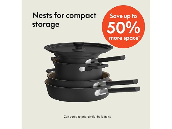 bella 9 Piece Ceramic Nonstick Cookware