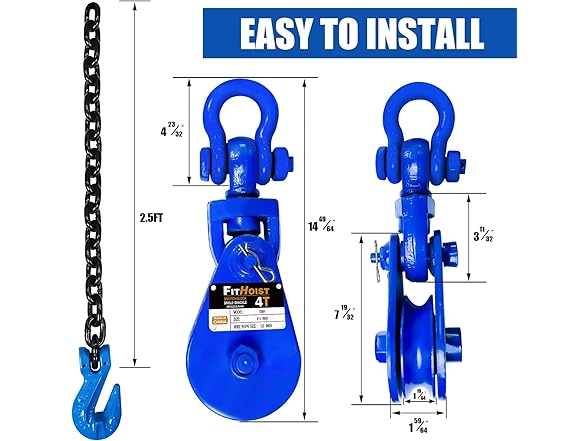 4 Tons Snatch Block 1/2" Wirew Rope