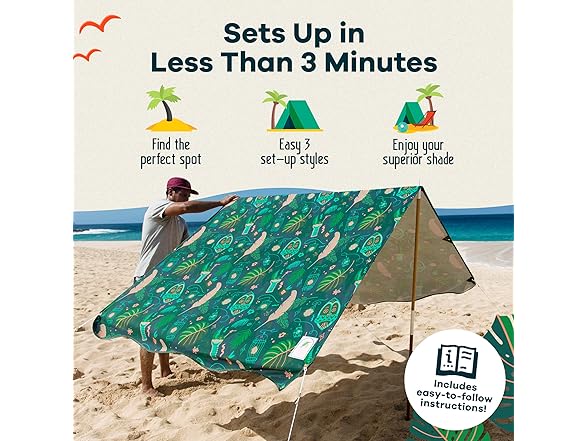 Beach Canopy Tent UPF50+ Jungala Print