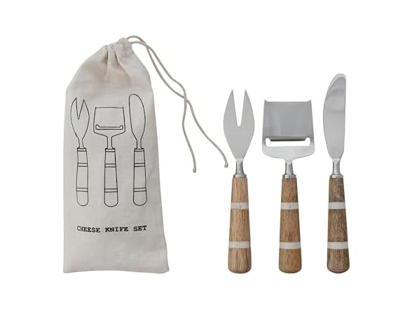 Creative Co-Op 3 pcs Stainless Steel Cheese Knife Set